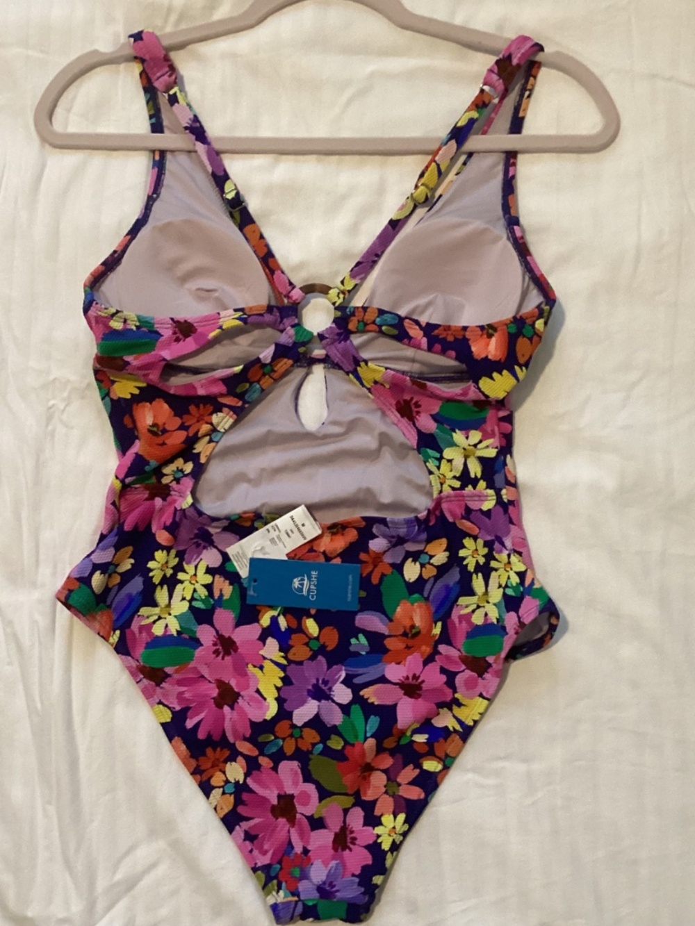 NWT CUPSHE 1 pc MULTI COLORED FLORAL BATHING SUIT -MEDIUM - Picture 2 of 2